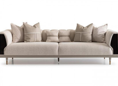 Luxury Three-Seater Sofa 3-Seater Beige Upholstered Sofa Fabric Sofa Modern Sofa